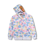 Bape Color Camo Tiger Shark Wide Full Zip Double Hoodie