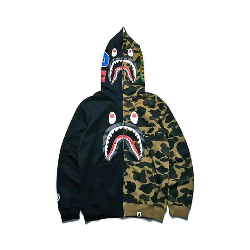Camouflage Embroidered Head Bape Shark Hoodie Camouflage Embroidered Head Bape Shark Hoodie