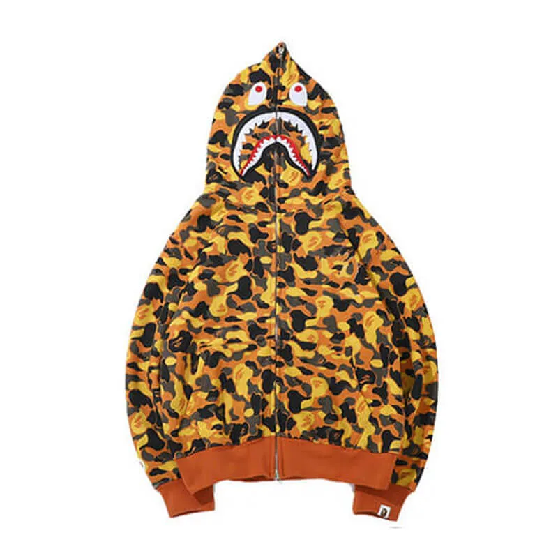 Camouflage Mouth Bape Shark Full Zip Hoodie Yellow Camouflage Mouth Bape Shark Full Zip Hoodie Yellow